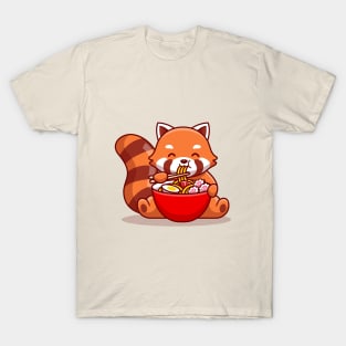 Cute Red Panda Eating Ramen T-Shirt